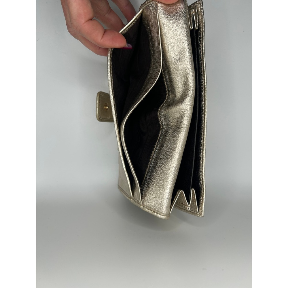 Gucci Metallic Gold Leather Continental Wallet #424 - Picture 5 of 11